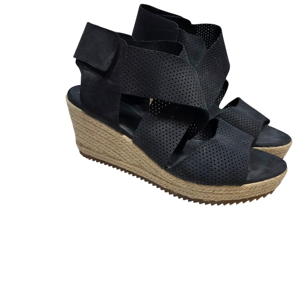 Women's Eileen Fisher Willow Nubuck Wedge Espadrille Sandals